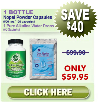 Existing Client Special - 1 Bottle Freeze Dried Nopal Powder Capsules & 1 Pure Alkaline Water Drops With Coral Calcium