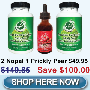 First Time Client Special (2N1PP) - 2 Bottles Freeze Dried Nopal Powder Capsules Plus 1 Bottle Prickly Pear Drops (2 oz)