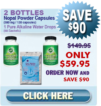 First Time Client - 2 Bottles Freeze Dried Nopal Powder Capsules & 1 Pure Alkaline Water Drops With Coral Calcium