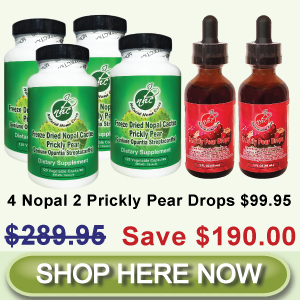 Existing Client Special - (4N2PP) 4 Bottles Freeze Dried Nopal Powder Capsules and Bottles 2 Prickly Pear Drops